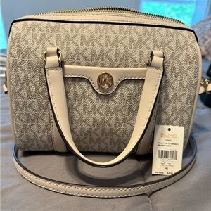 Michael Kors White Satchel with Gold Hardware